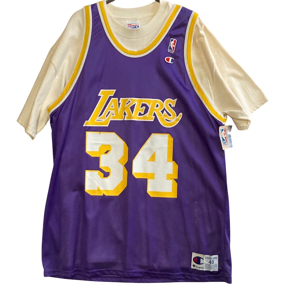 Shaquille O'Neal Lakers Jersey Champion Vintage NBA Purple 34 Mens 48 XL NWT